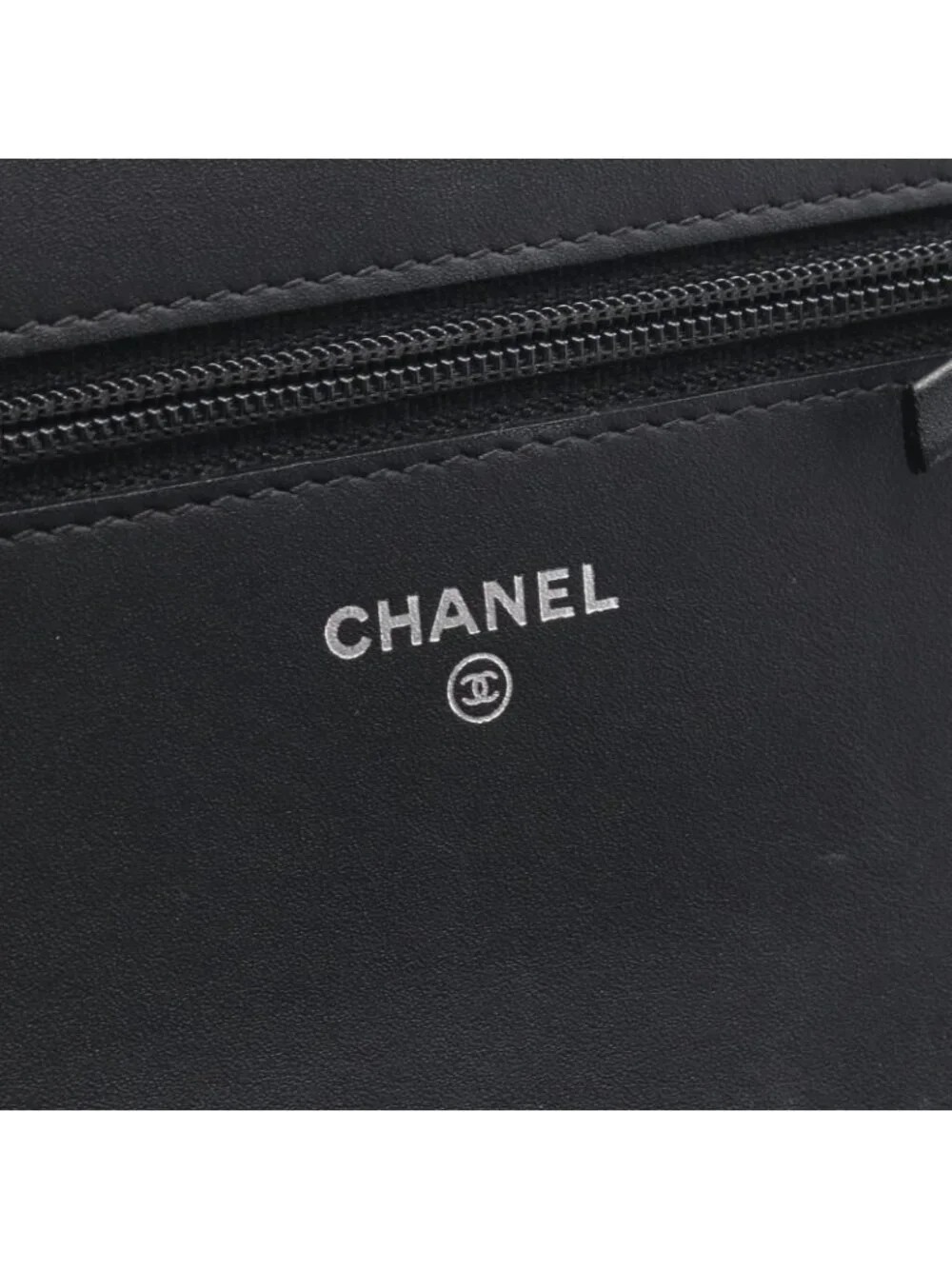 Chanel Shoulder Bag CC Logo Full Flap Black Patent Leather Chain Wallet